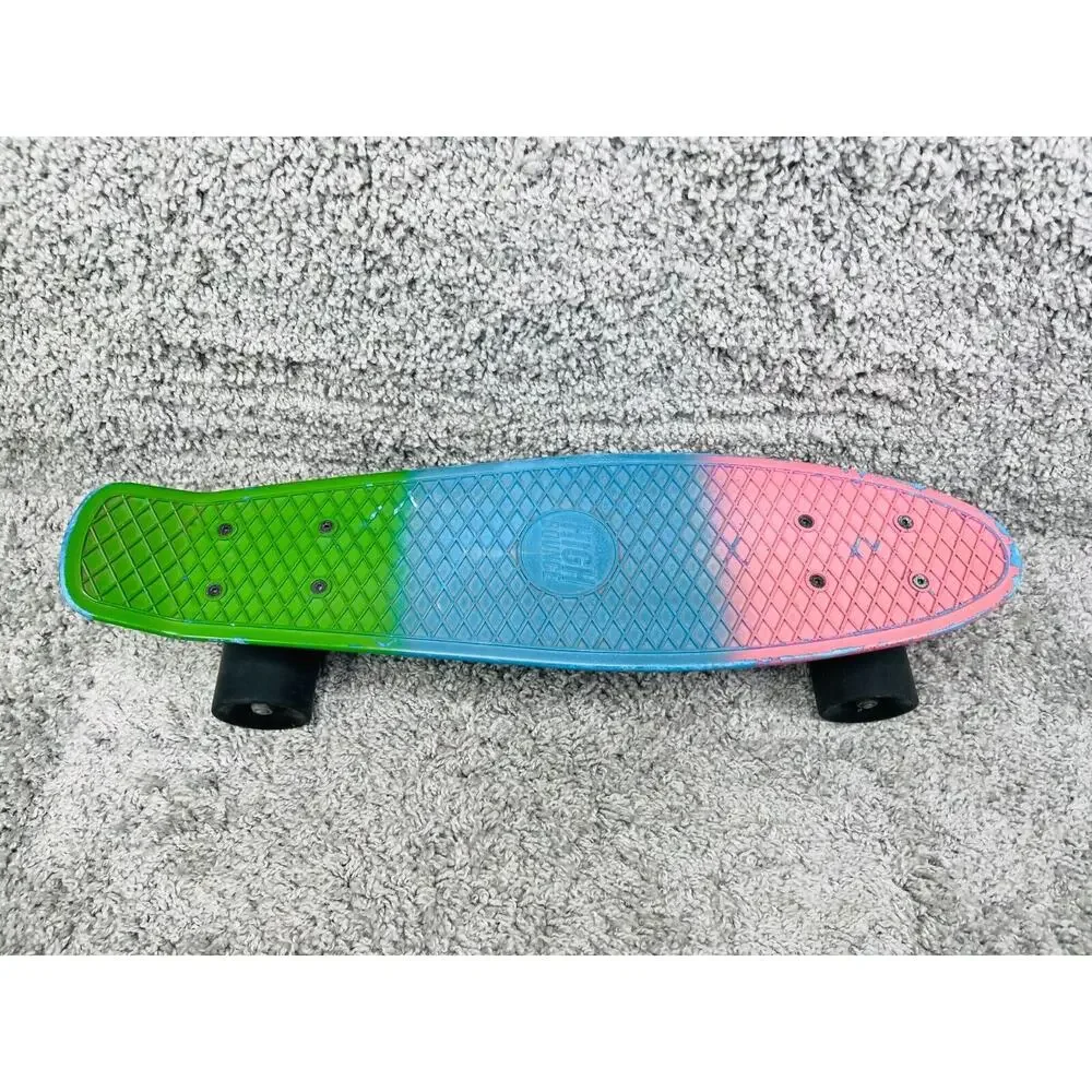 High Bounce Multicolor Colorblock 22in Skateboard Retro Mini Cruiser For Kids